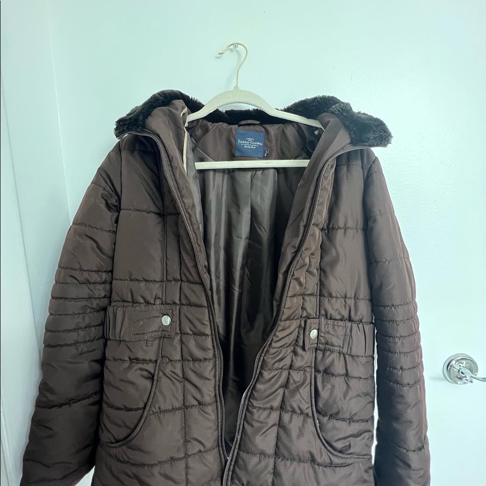 brown vintage puffer jacket